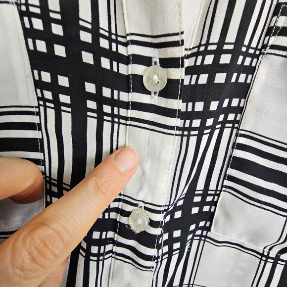 Express Shirt Women L White Black Plaid Shirt Portofino Express Portofin… - Picture 6 of 8